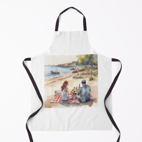 Artikelvorschau, Aquarellzeichnung eines Paares beim Picknick am Strand entworfen und verkauft von ailia-hikaru.
