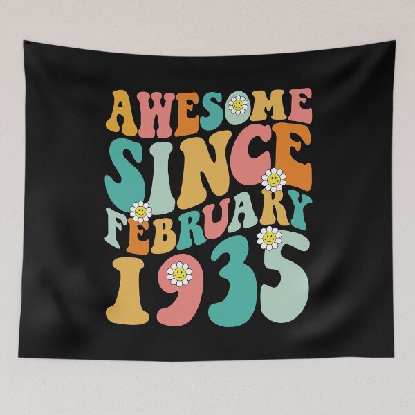 Item preview, Awesome Since February 1935 | Made In 1935 | Retro Groovy Birthday designed and sold by Christina-grich.