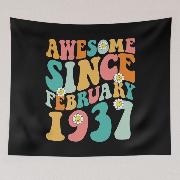 Item preview, Awesome Since February 1937 | Made In 1937 | Retro Groovy Birthday designed and sold by Christina-grich.