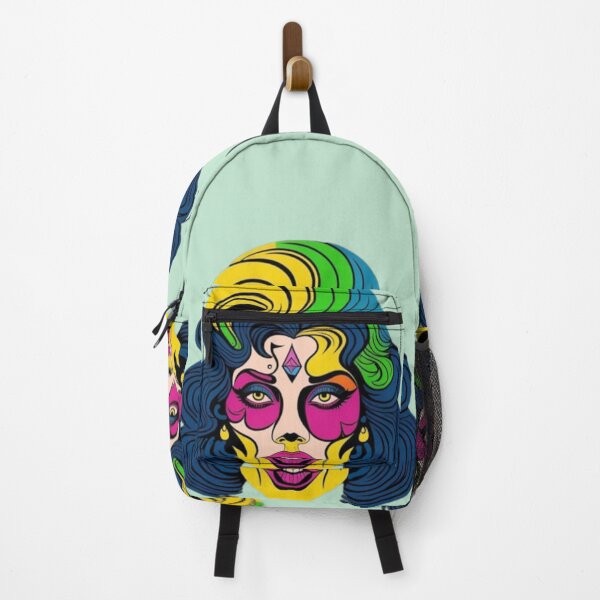 Item preview, The abstract psychedelic multicolored face of a woman with classic features designed and sold by JaroDesign2023.