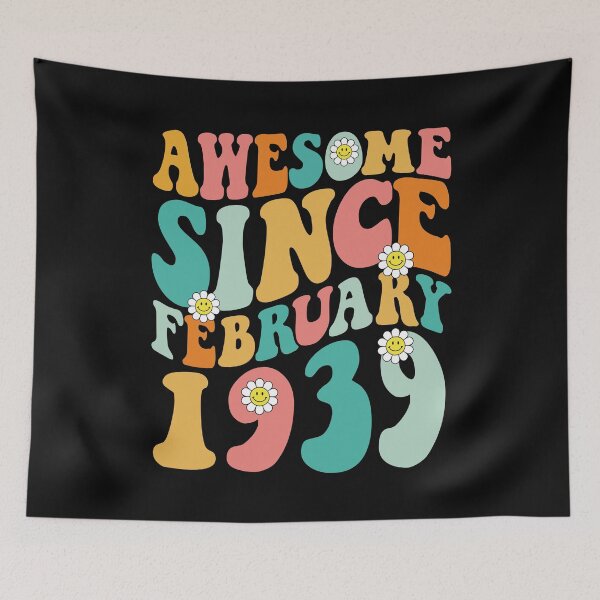 Item preview, Awesome Since February 1939 | Made In 1939 | Retro Groovy Birthday designed and sold by Christina-grich.