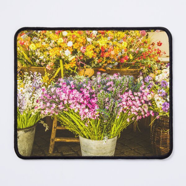 Item preview, Vintage flowers market on public street - retro cottagecore style. designed and sold by Paolo Modena Photography    -   Fine Italian Art.