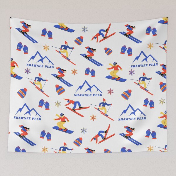 Item preview, Shawnee Peak Pleasant Mountain Maine Ski Snowboard seamless pattern designed and sold by Vintage-TM.