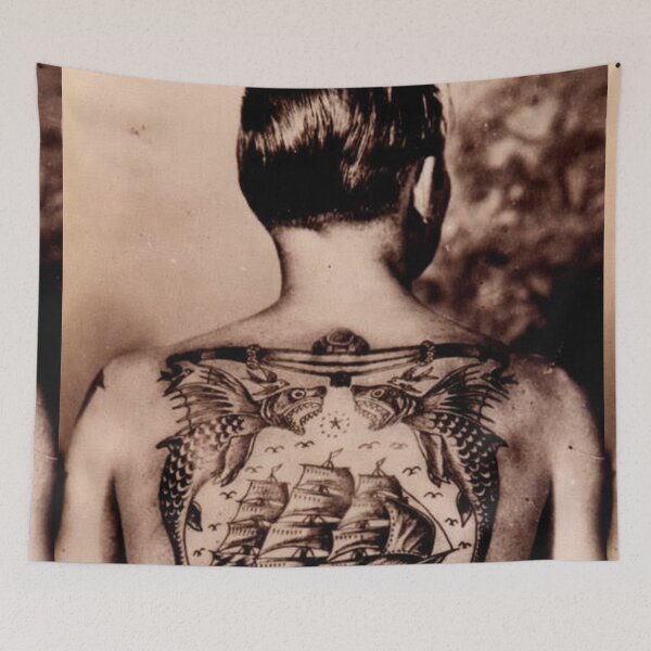 Item preview, vintage tattoo man sailor back tattooed  designed and sold by Coolstuff4you71.