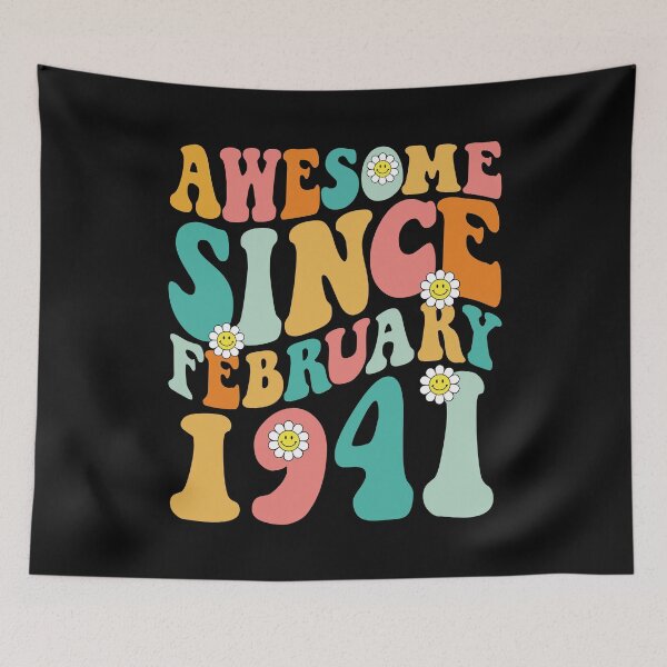 Item preview, Awesome Since February 1941 | Made In 1941 | Retro Groovy Birthday designed and sold by Christina-grich.