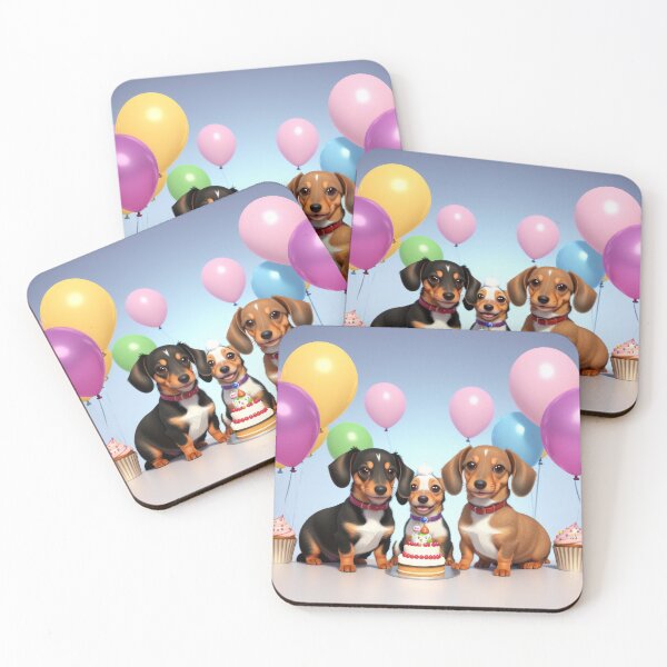 Item preview, Artwork of Dachshund family at fun birthday party designed and sold by Tio-Tecun.