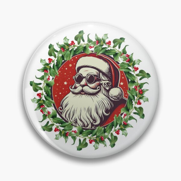 Artikelvorschau, Retro Vintage Cooler Weihnachtsmann-Weihnachtskranz entworfen und verkauft von Creations by Neph.
