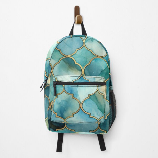 Item preview, Mint Green, Aqua & Gold Decorative Morrocan Tile Pattern designed and sold by GrinGalore.