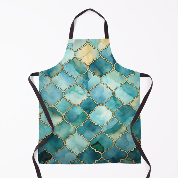 Item preview, Mint Green, Aqua & Gold Decorative Morrocan Tile Pattern designed and sold by GrinGalore.