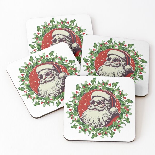 Item preview, Retro Vintage Cool Santa Christmas Wreath designed and sold by Creations by Neph.