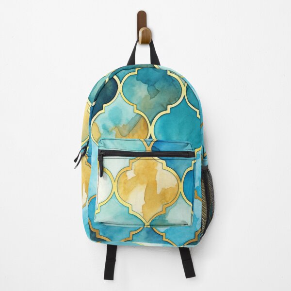 Item preview, Blue Yellow, Aqua & Gold Decorative Morrocan Trendy Glitter Print designed and sold by GrinGalore.
