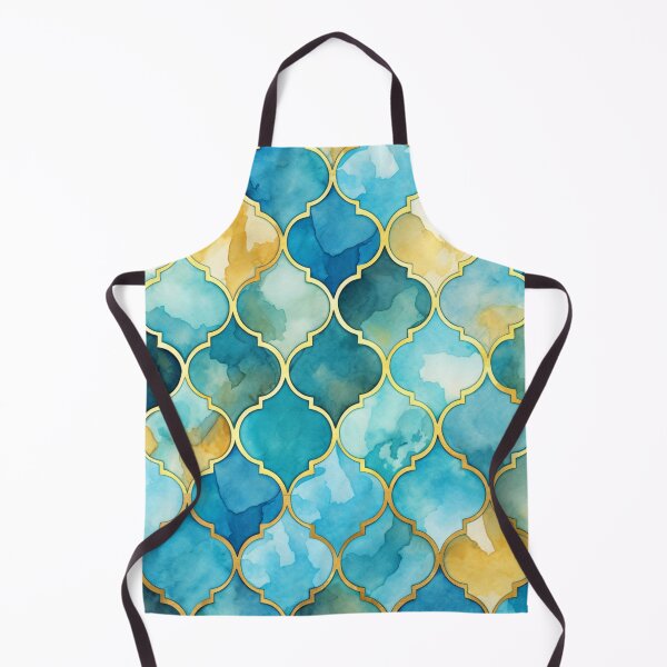 Item preview, Blue Yellow, Aqua & Gold Decorative Morrocan Trendy Glitter Print designed and sold by GrinGalore.
