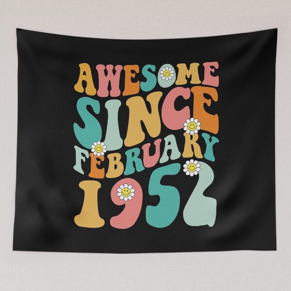 Item preview, Awesome Since February 1952 | Made In 1952 | Retro Groovy Birthday designed and sold by Christina-grich.