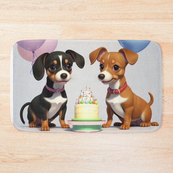 Item preview, Cute Dachshund dog at fun birthday party with balloons designed and sold by Tio-Tecun.