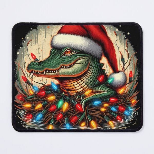 Item preview, American Alligator Hiding in Christmas Lights designed and sold by LemuellTrends.