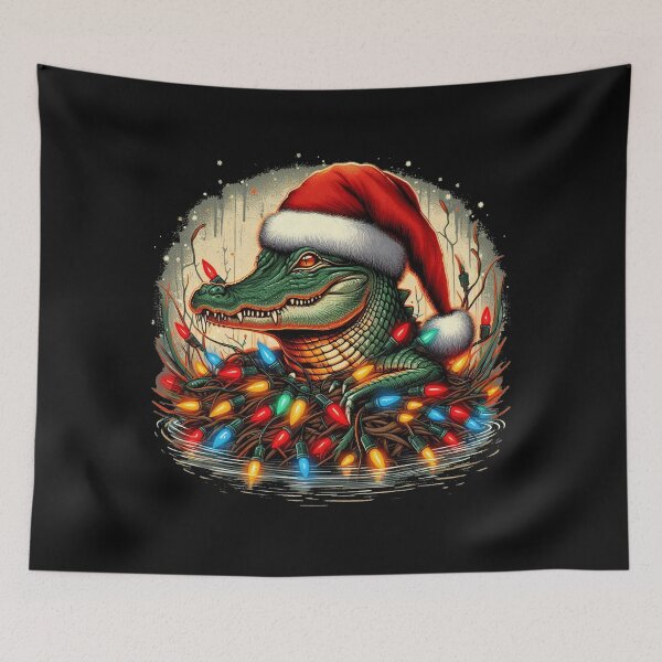 Item preview, American Alligator Hiding in Christmas Lights designed and sold by LemuellTrends.