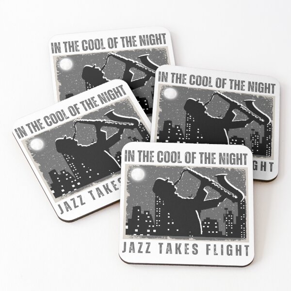 Item preview, In the cool of the night jazz takes flight quote - Jazz retro design  designed and sold by wholigans.