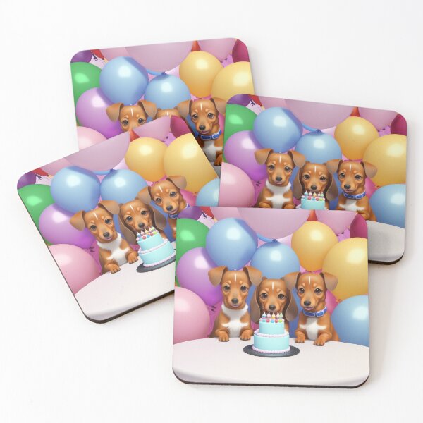 Item preview, Adorables Dachshund puppies in birthday party with balloons designed and sold by Tio-Tecun.