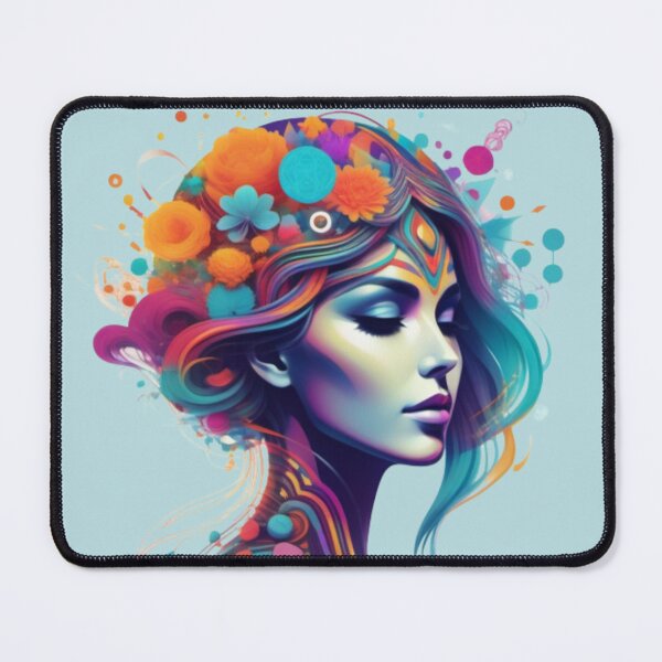 Item preview, Psychedelic graphic head of a woman in flowers and colorful elements designed and sold by JaroDesign2023.