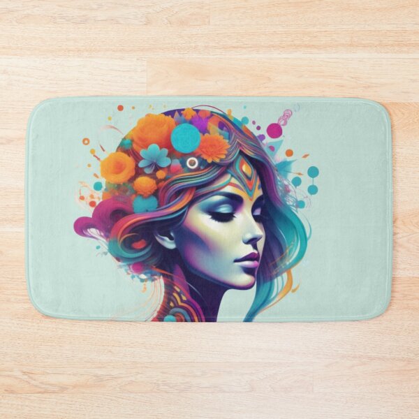 Item preview,  Psychedelic graphic head of a woman in flowers and colorful elements  designed and sold by JaroDesign2023.