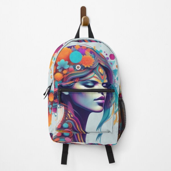 Item preview, Psychedelic graphic head of a woman in flowers and colorful elements designed and sold by JaroDesign2023.