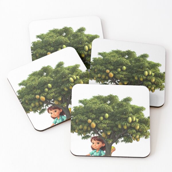 Item preview, Cute girl plucking Mango from Mango tree designed and sold by OutdoorArtistry.
