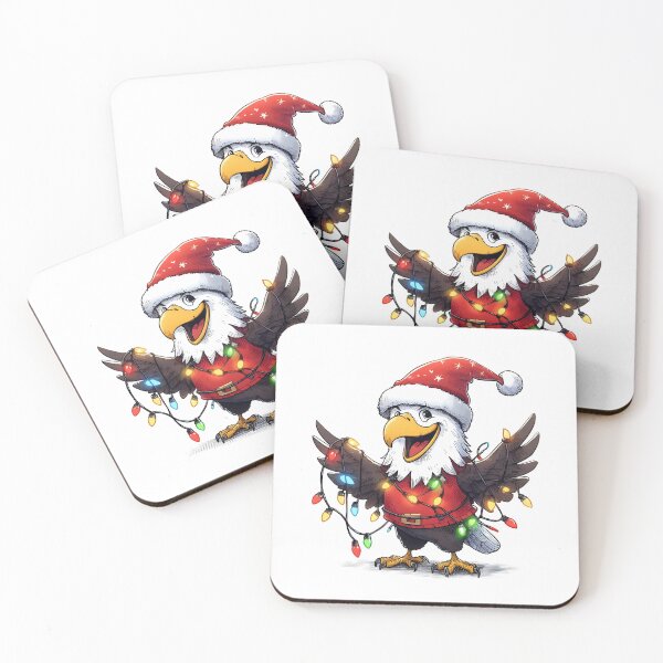 Item preview, Cute Santa Bald Eagle Tangled Up In Christmas Tree Lights designed and sold by Coffee Lifestyle.