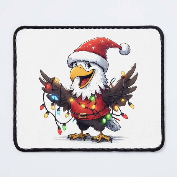 Item preview, Cute Santa Bald Eagle Tangled Up In Christmas Tree Lights designed and sold by Coffee Lifestyle.