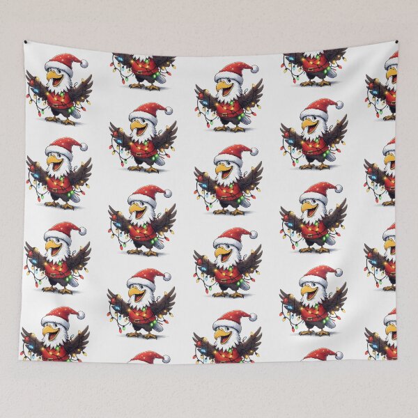 Item preview, Cute Santa Bald Eagle Tangled Up In Christmas Tree Lights designed and sold by Coffee Lifestyle.