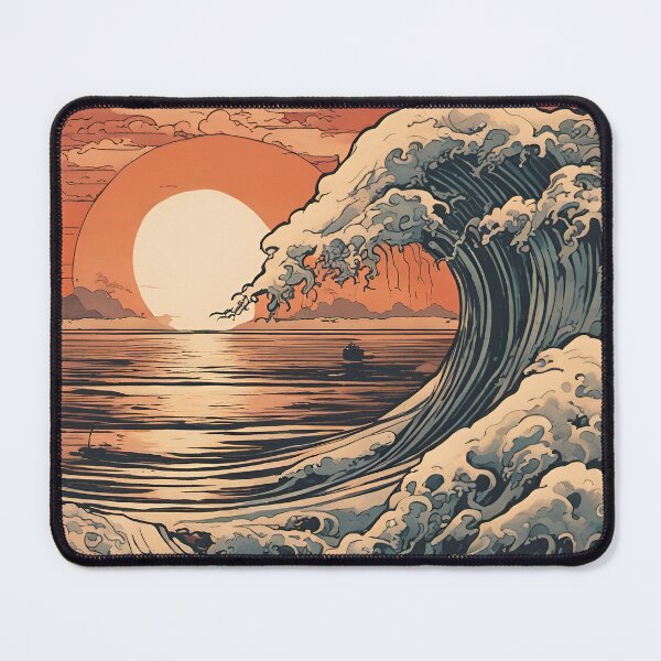 Item preview, Japanese art style great wave sunset  designed and sold by GraphicHabitatt.
