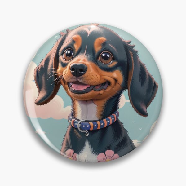 Item preview, Cute black Dachshund puppy dog with flowers designed and sold by Tio-Tecun.