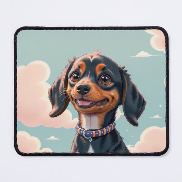Item preview, Cute black Dachshund puppy dog with flowers designed and sold by Tio-Tecun.