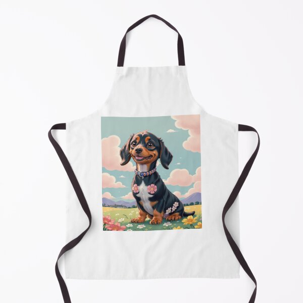 Item preview, Cute black Dachshund puppy dog with flowers designed and sold by Tio-Tecun.