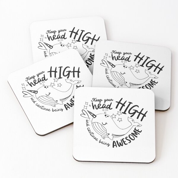 Item preview, Keep your head High Narwhal Black Line Art designed and sold by kuremureDesign.