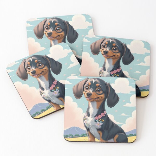 Item preview, Portrait adorable Dachshund dog beautiful colorful landscape designed and sold by Tio-Tecun.