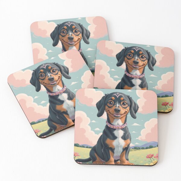 Item preview, Portrait adorable Dachshund dog beautiful colorful landscape designed and sold by Tio-Tecun.