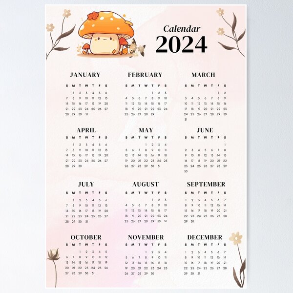 Minimalist Aesthetic 2024 Year Calendar Poster for Sale by Sneh Universe