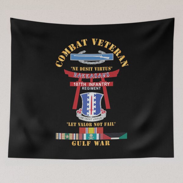Item preview, Army - Combat Veteran - 187th Infantry Regiment - Torii, Rakkasans, Let Valor Not Fail, English, Latin w CIB w GULF SVC X 300 designed and sold by Military Insignia Products.