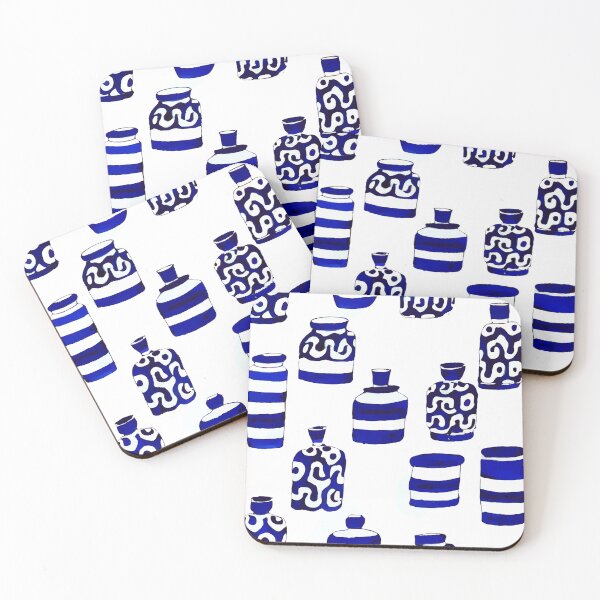 Item preview, Retro blue and white jars designed and sold by SophieClimaArt.