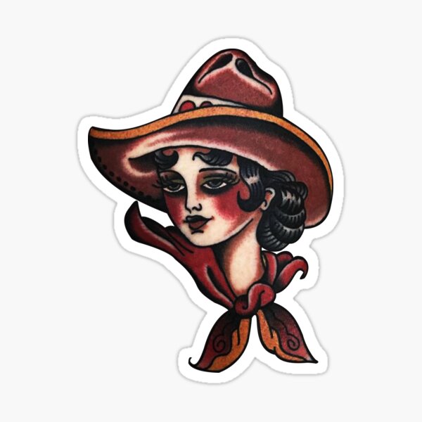 Artikel-Vorschau von Cowgirl Traditionelles Tattoo, designt und verkauft von Pinscher.