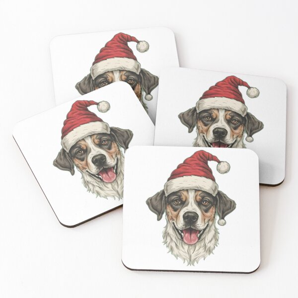 Item preview, Dog with Santa Claus Hat designed and sold by JustBadWords.