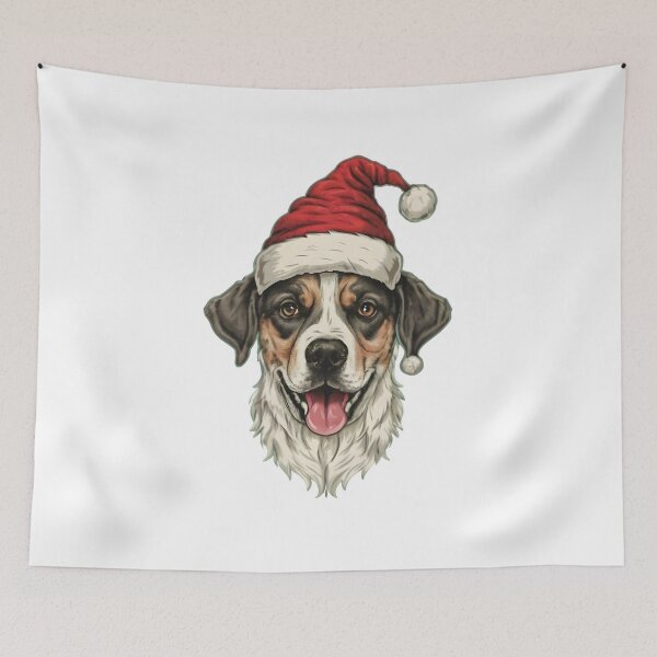Item preview, Dog with Santa Claus Hat designed and sold by JustBadWords.