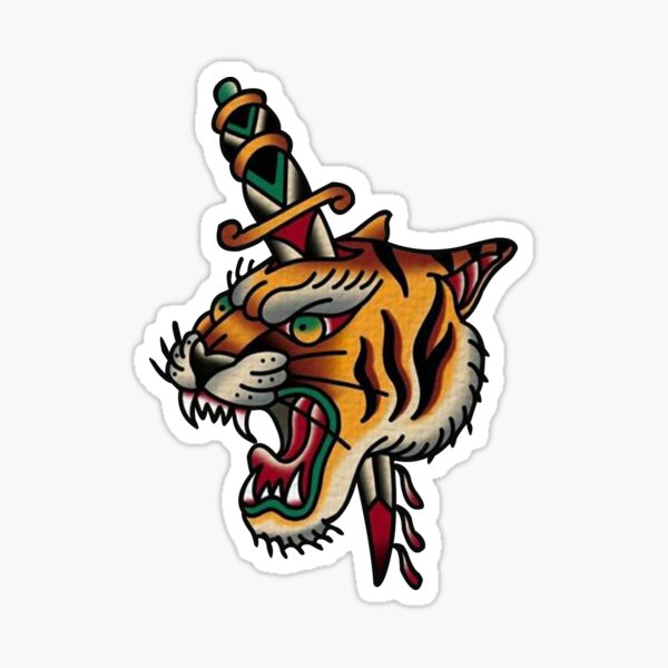 Traditional Tiger Tattoo Stickers for Sale | Redbubble