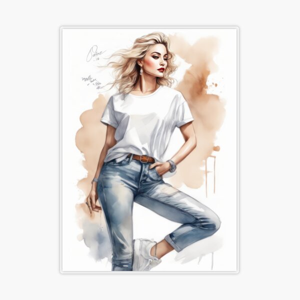 Madonna's Vogue BEAUTIFUL WOMAN , YOUNG BUSTY GIRL, watercolor painting,  artstation, concept art, smooth, art by Sorantes ON CANVAS, MASTERPIECE  SORANTES STYLE Sticker for Sale by ANIME-CYBERPUNK
