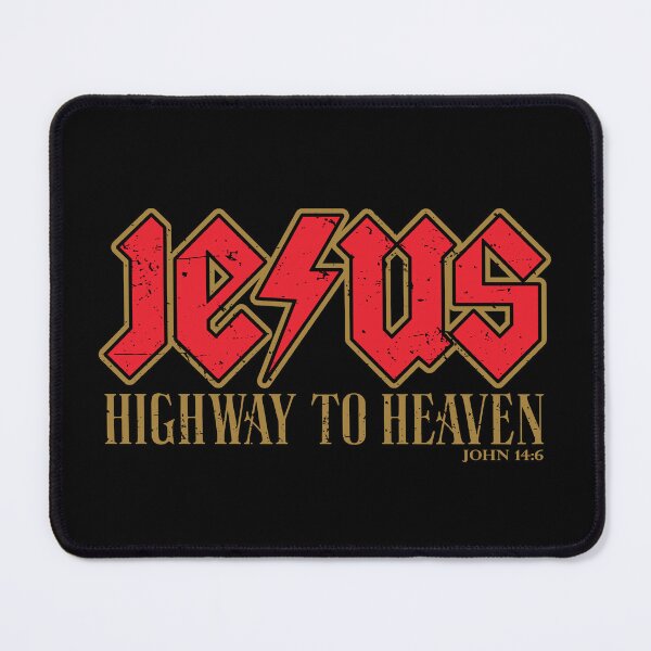 Item preview, JESUS HIGHWAY TO HEAVEN - JOHN 14:6 - Red & Gold - Christian - Edgy Rock Star - Thunderbolt designed and sold by Glory After Tears.