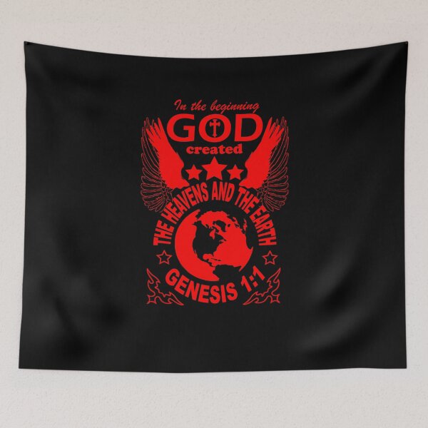 Item preview, Genesis 1:1  In the beginning God created the heavens and the earth | bible verse | scripture verse red design  designed and sold by ZechJohnRB.