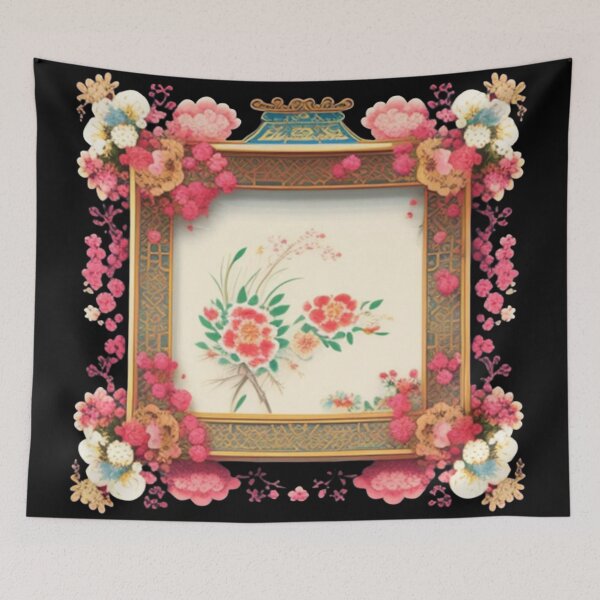 Item preview, Antique Chinese floral frame  designed and sold by Roxburylane.