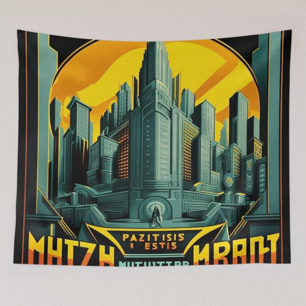 Item preview, Metropolis City Futuristic Cinema Cinema Light Games Film gray black yellow green orange designed and sold by G-M-Designs.