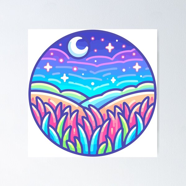 Item preview, Vibrant Colorful Nighttime Neon Landscape designed and sold by OniumEth.