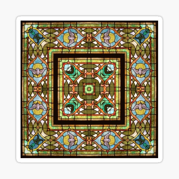 Stained Glass Dove Photo; Mandala Art - St Lukes Episcopal, Seaford DE Sticker